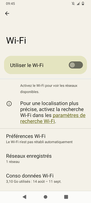 Activer le Wi-Fi