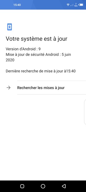 Si votre téléphone est à jour, vous verrez l'écran suivant