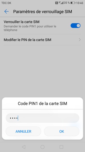 Saisissez votre Noveau code PIN de la carte SIM et sélectionnez OK
