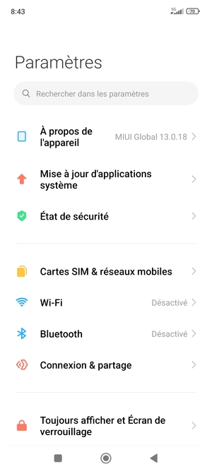 Sélectionnez Cartes SIM & réseaux mobiles