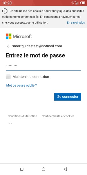 Saisissez votre mot de passe et sélectionnez Se connecter