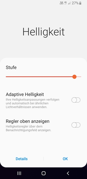 Schalten Sie Adaptive Helligkeit ein und wählen Sie OK