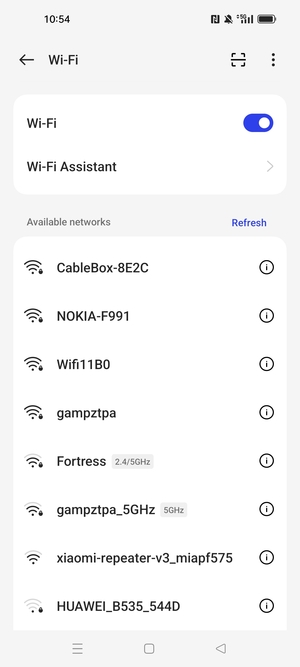 Select the wireless network you want to connect to