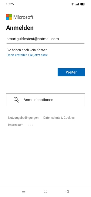 Geben Sie Ihre E-Mail-Adresse ein und wählen Sie Weiter