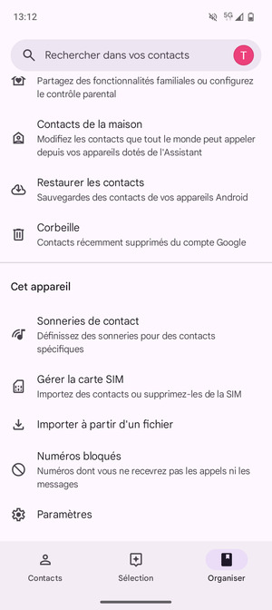 Faites défiler et sélectionnez Gérer la carte SIM