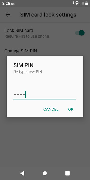 Confirm your new SIM PIN and select OK