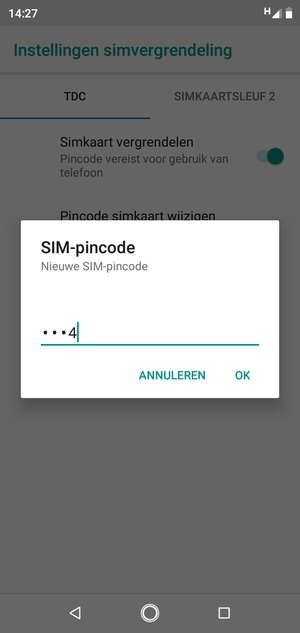 Voer uw Nieuwe SIM pincode in en selecteer OK