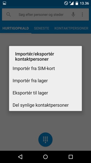 Vælg Importér fra SIM-kort