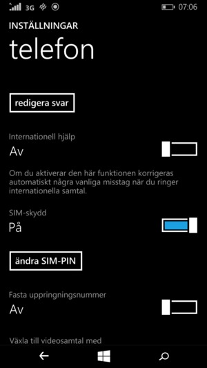 Scrolla till och välj ändra SIM-PIN