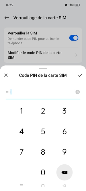 Veuillez confirmer votre nouveau code PIN de la carte SIM et sélectionner OK