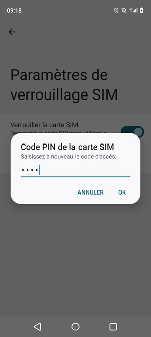 Veuillez confirmer votre nouveau code PIN et sélectionner OK