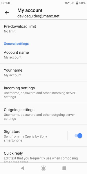 Scroll to and select Incoming settings