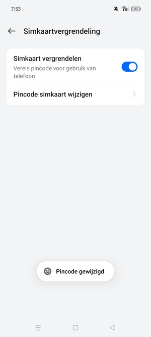 Uw Pincode voor simkaart is gewijzigd