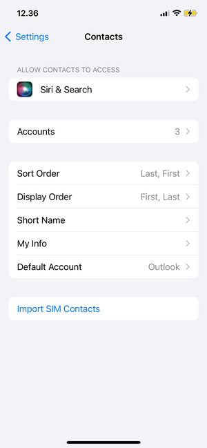 Scroll to and select Import SIM Contacts