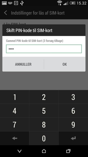 Indtast Gammel PIN-kode til SIM-kort og vælg OK