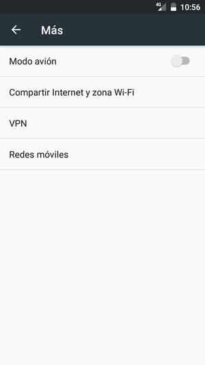 Seleccione Compartir internet y zona Wi-Fi