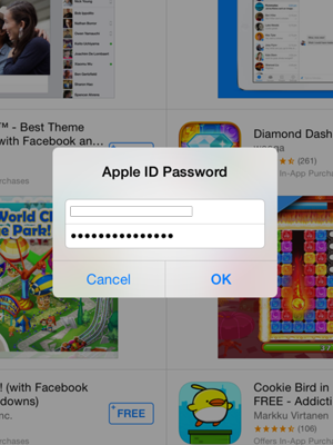 Introduzca Nombre de usuario ID de Apple y Contraseña del ID de Apple. Seleccione Aceptar