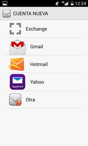 Seleccione Gmail o Hotmail