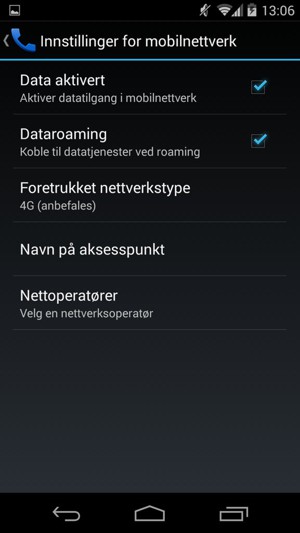 Slå Dataroaming på eller av