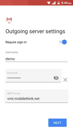 Enter Outgoing server address