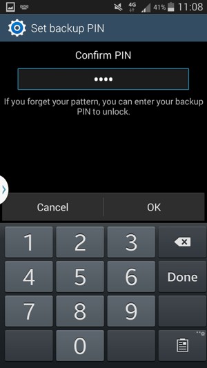 Confirm your backup PIN and select OK