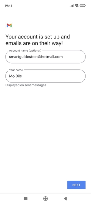 Give your account a name and enter your name. Select NEXT