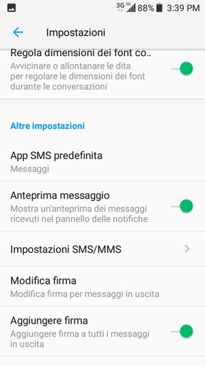 Seleziona Impostazioni SMS/MMS
