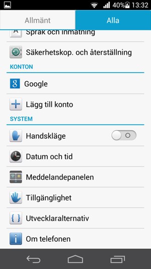 Scrolla till och välj Om telefonen