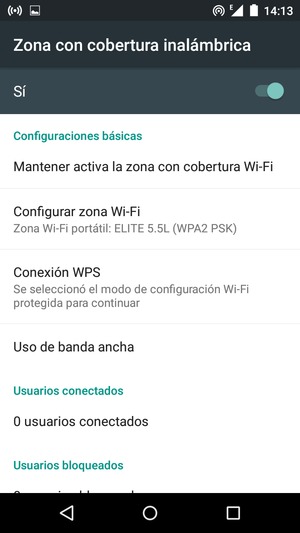 El teléfono ha sido configurado para su uso como módem