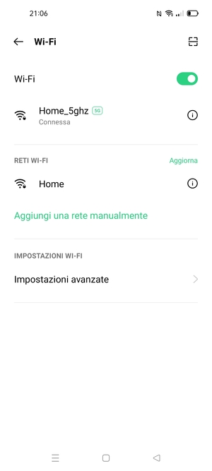 Ora sei connesso alla rete Wi-Fi