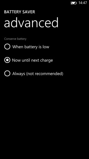 Select Now until next charge