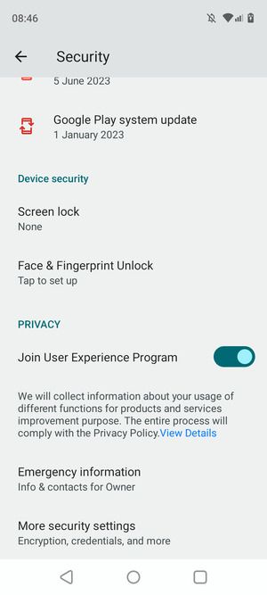 To change the PIN for the SIM card, go to the Security menu and  select More security settings