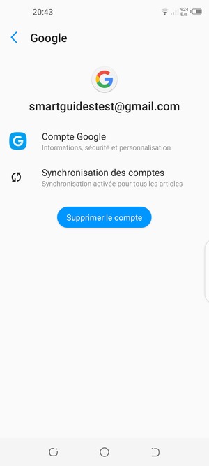 Sélectionnez Synchronisation des comptes