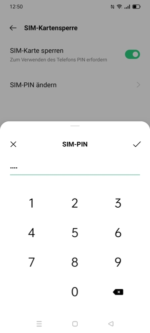 Geben Sie Ihre Aktuelle PIN für die SIM-karte ein und wählen Sie OK