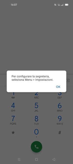 Se la segreteria telefonica non è configurata, seleziona OK