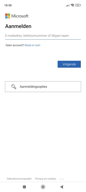 Voer uw Hotmail adres in en selecteer Volgende