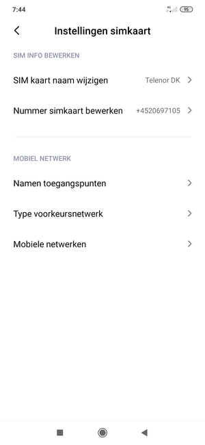 Selecteer Mobiele netwerken