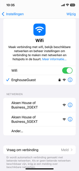 U bent nu verbonden met het WiFi-netwerk