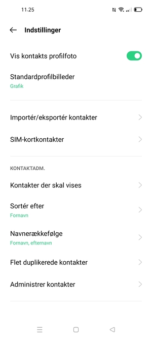 Vælg SIM-kortkontakter