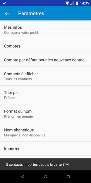 Vos contacts vont être enregistrés sur votre HTC
