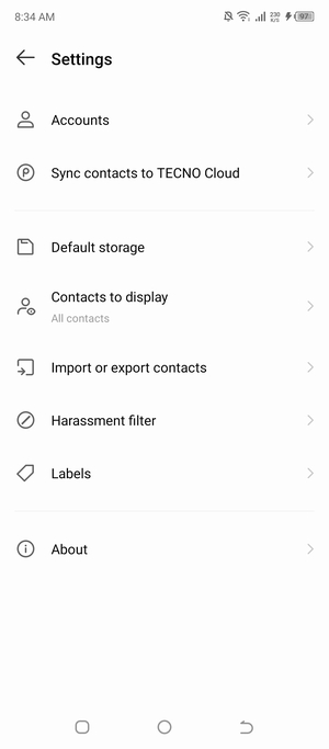 Scroll to and select Import or export contacts