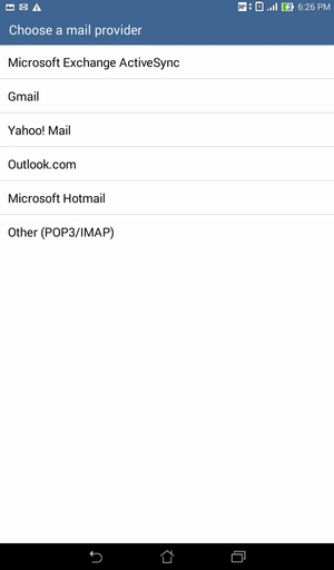 Select Gmail or Microsoft Hotmail