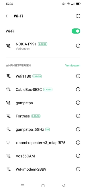 U bent nu verbonden met het WiFi-netwerk