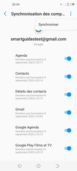 Sélectionnez Synchroniser