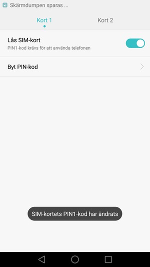 Din PIN-kod för SIM-kort har bytts
