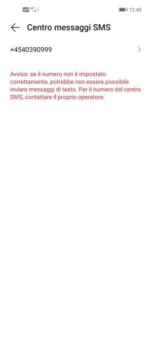 Seleziona Centro messaggi SMS