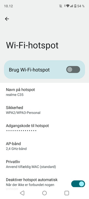 Vælg Adgangskode til hotspot