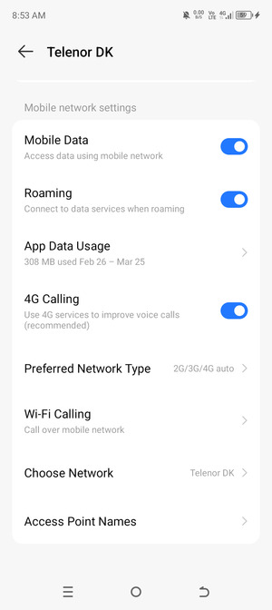 Turn Roaming on or off