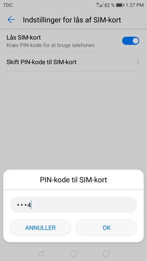Indtast din Gamle PIN-kode til SIM-kort og vælg OK