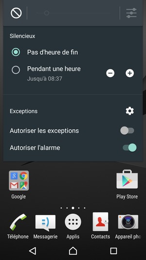 Appuyez une fois de plus pour passer en mode silencieux